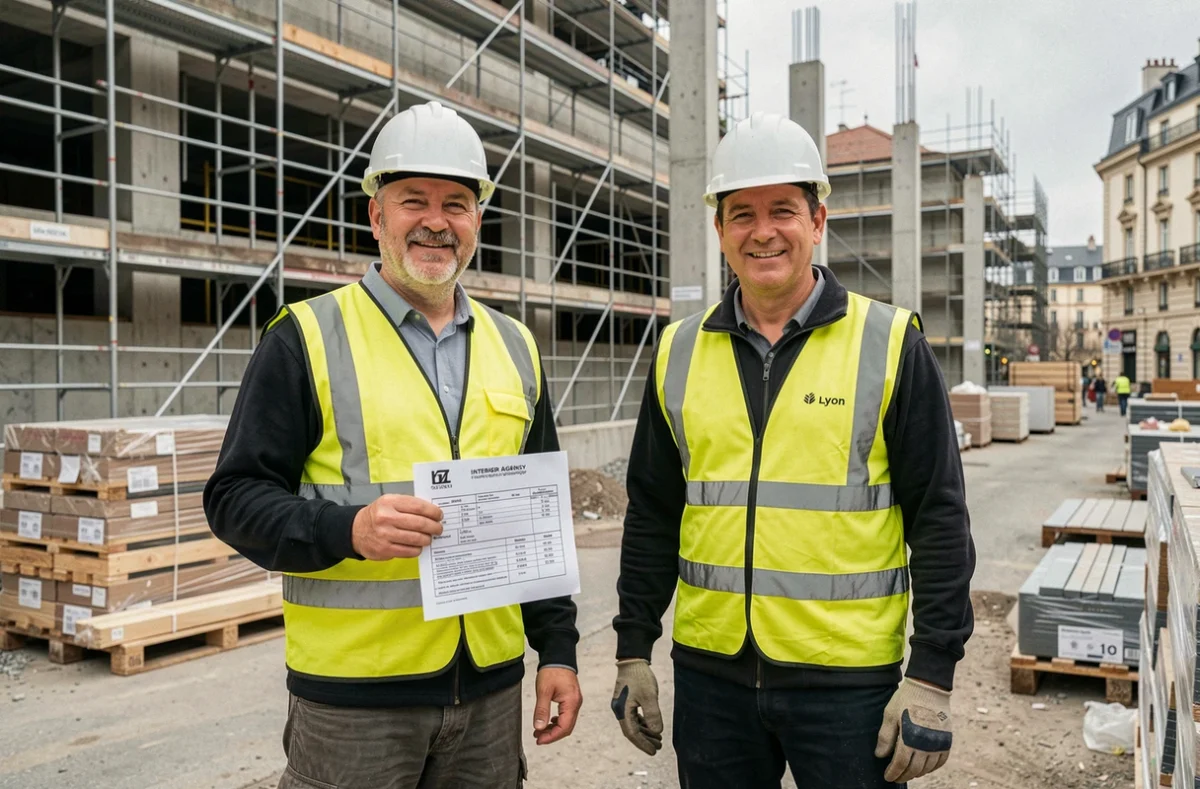 Des ouvriers du BTP et de la logistique recrutés par l'agence Adéquat sur un chantier à Lyon