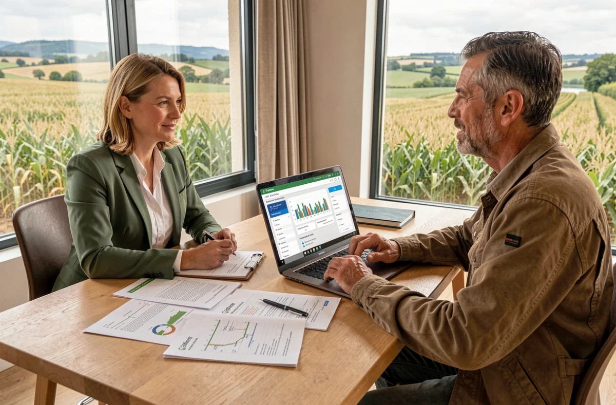 Conseillère Cerfrance Centre-Val de Loire accompagnant un agriculteur dans la gestion de ses comptes