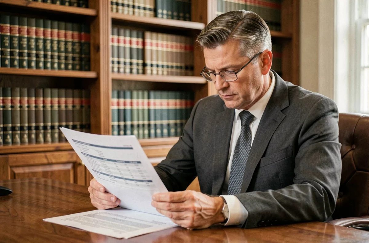 Expert-comptable David Anne examinant un bilan financier dans son bureau professionnel