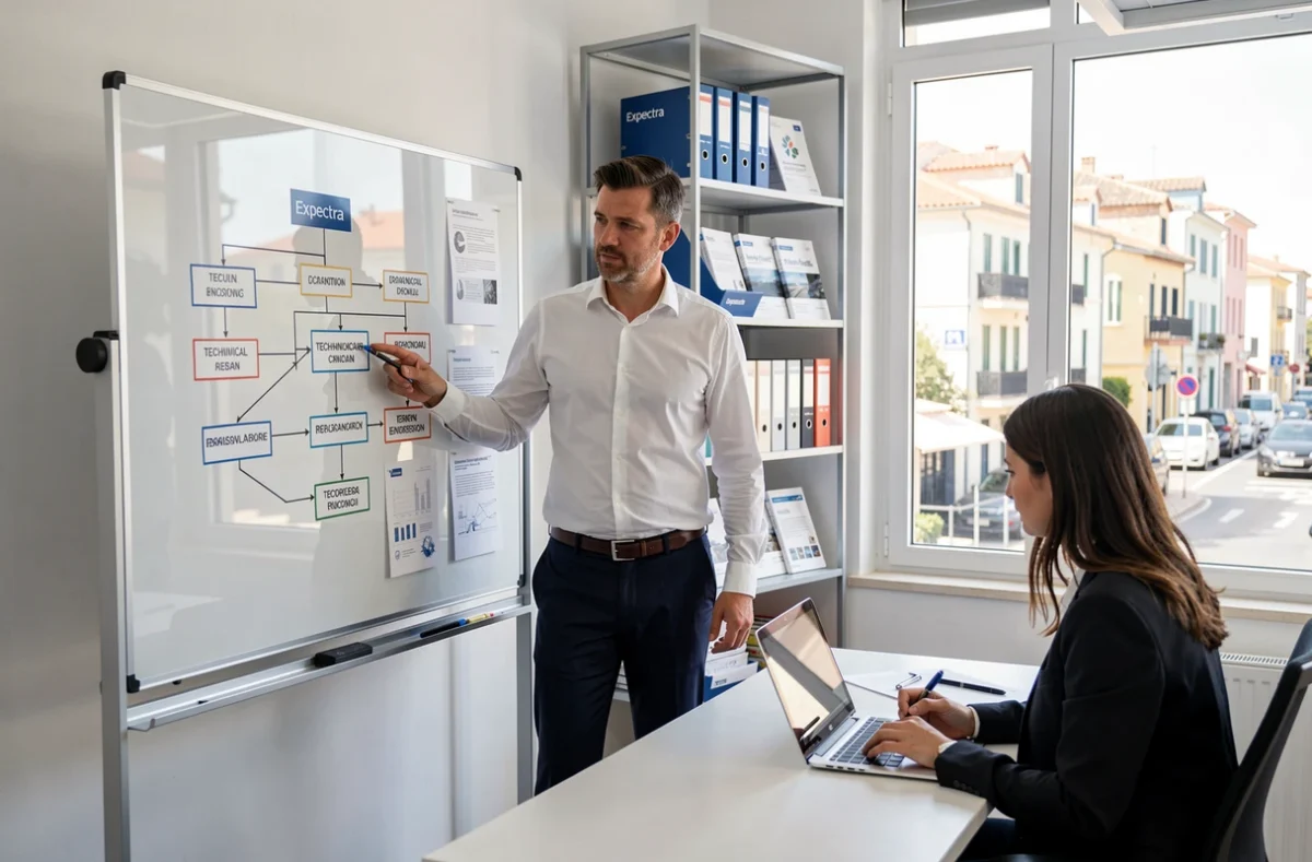 Consultants Expectra Toulon en séance de travail pour le recrutement de profils techniques et ingénieurs