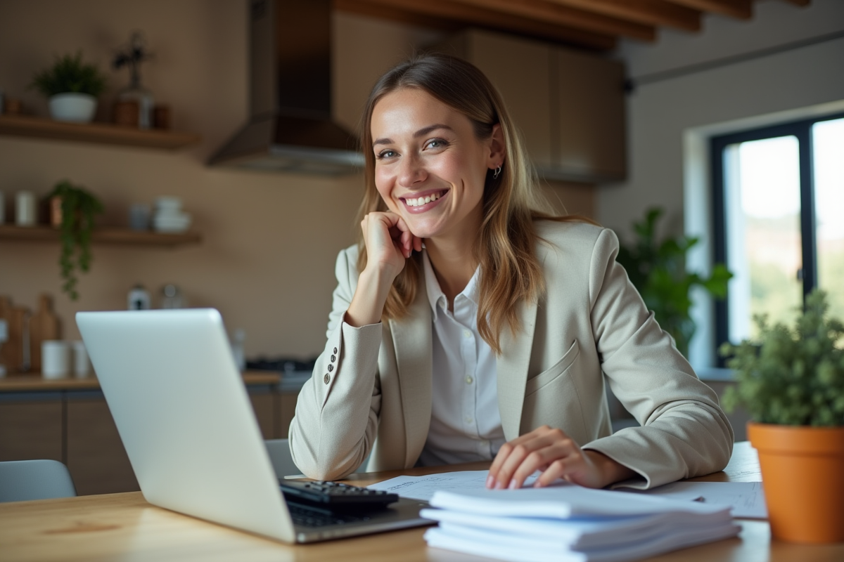 Jeune femme souriante saisissant ses kilomètres de carburant