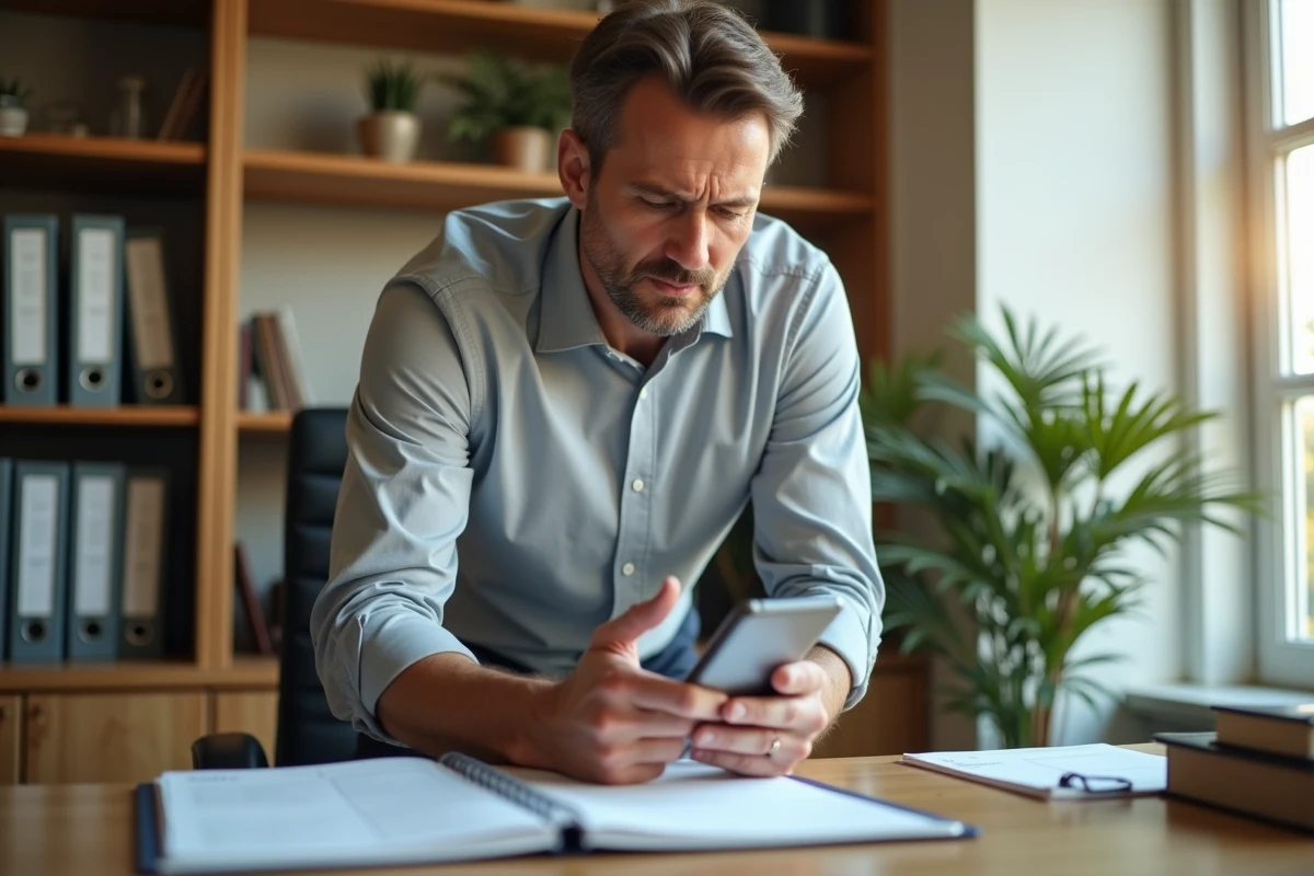 Homme en télétravail consultant son agenda pour compter les jours ouvrables de sa semaine