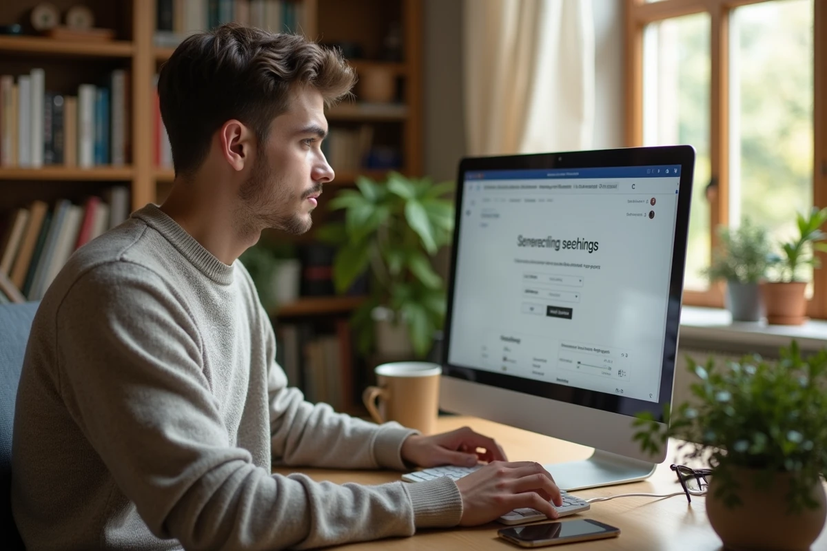 Jeune homme concentr&eacute; naviguant sur un site s&eacute;curis&eacute;