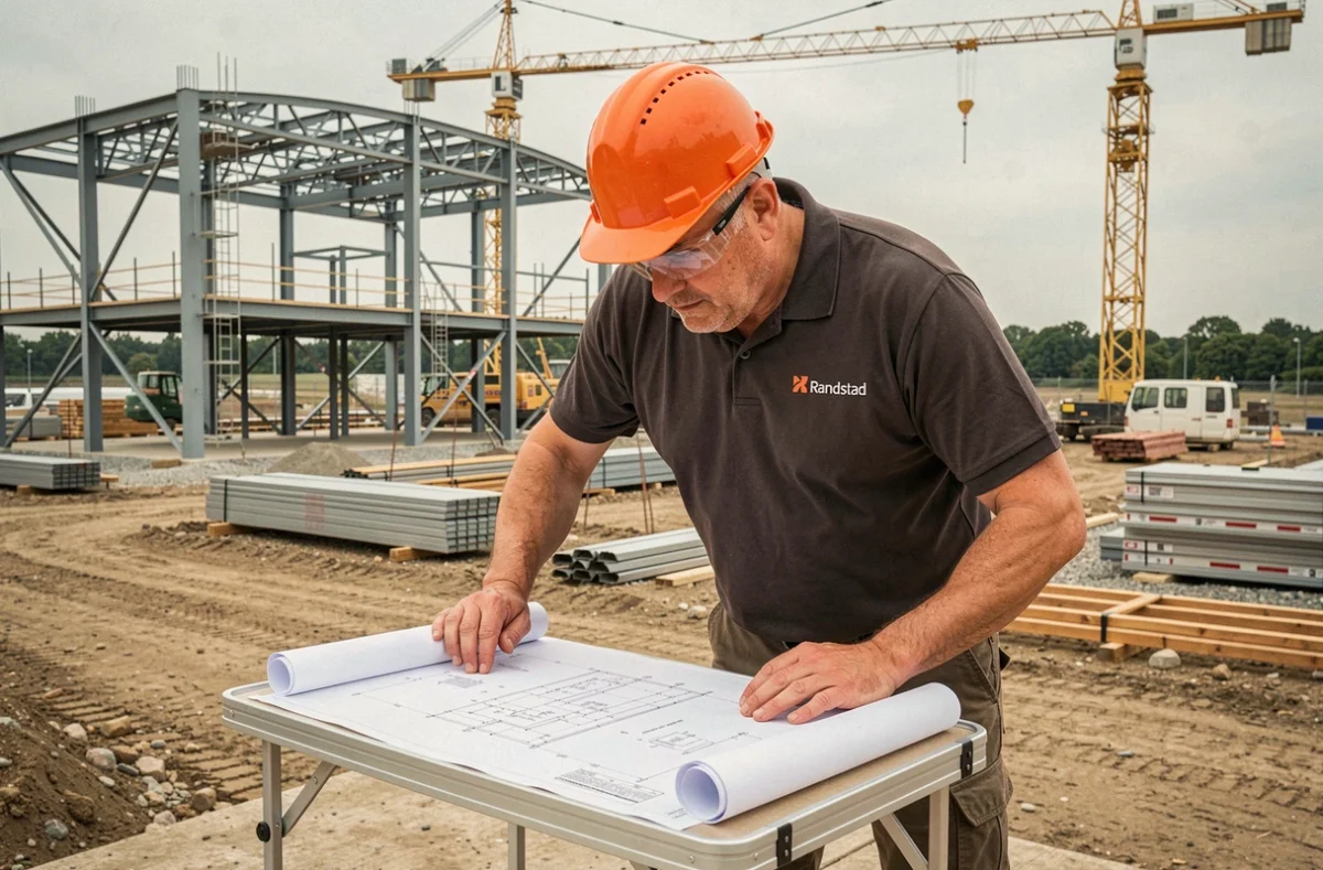 Un chef de chantier intérimaire Randstad sur un site de construction dans le Rhône