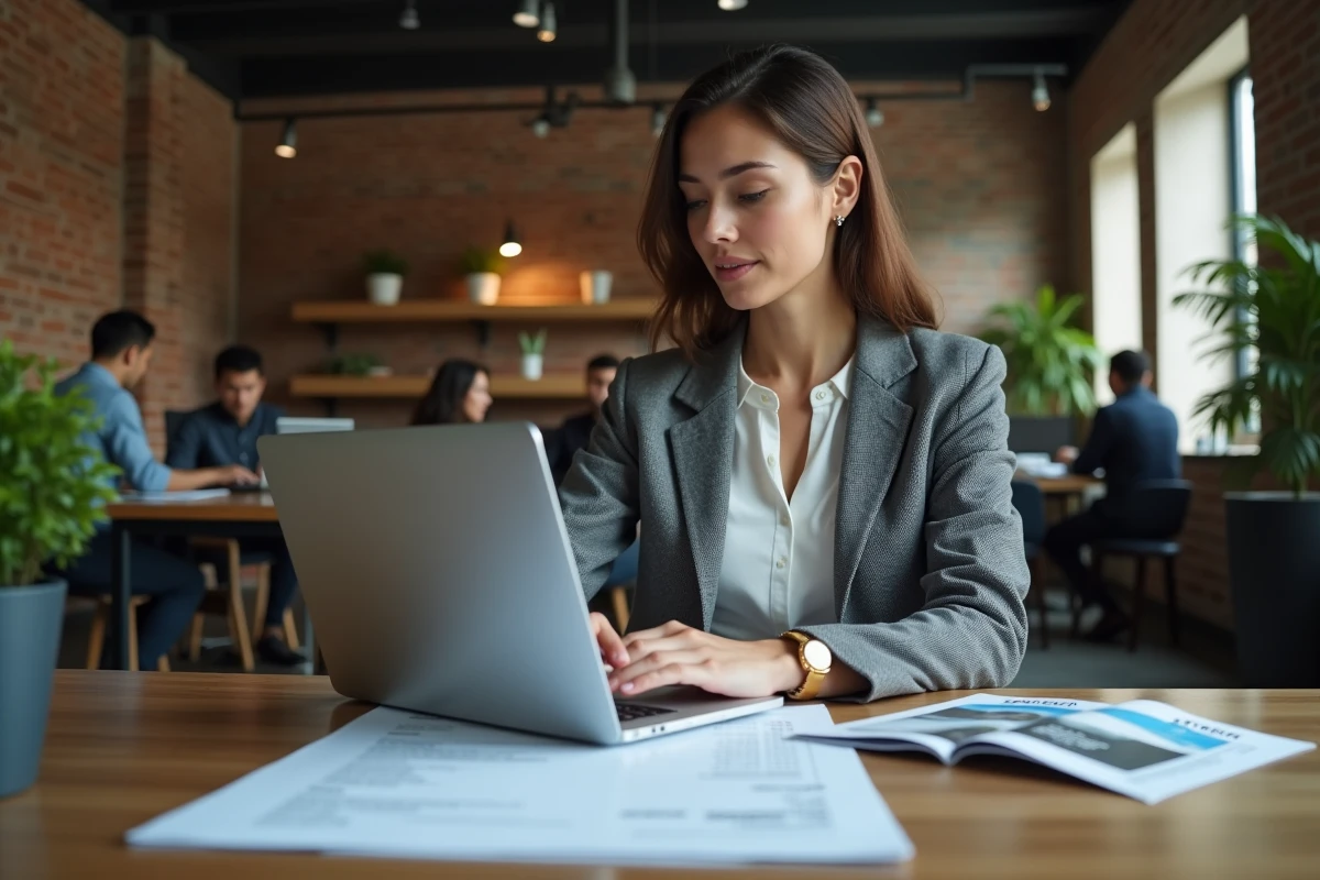 Responsable achats analysant les marges supplémentaires générées par le programme Sonepar Select sur son ordinateur portable